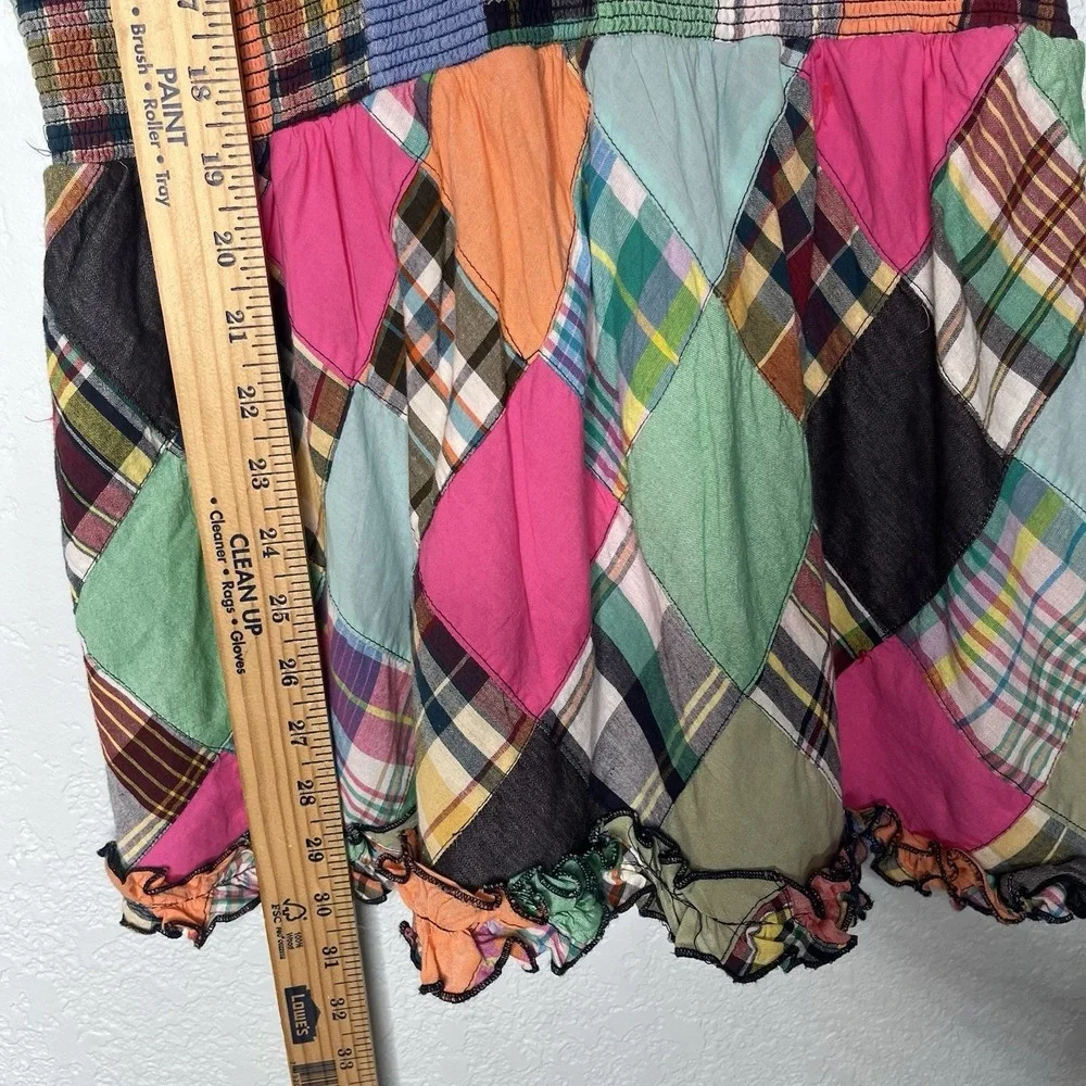 NWT $425 Love the Label Azalea Patchwork Vibrant Madras‎ Plaid Mini Dress L